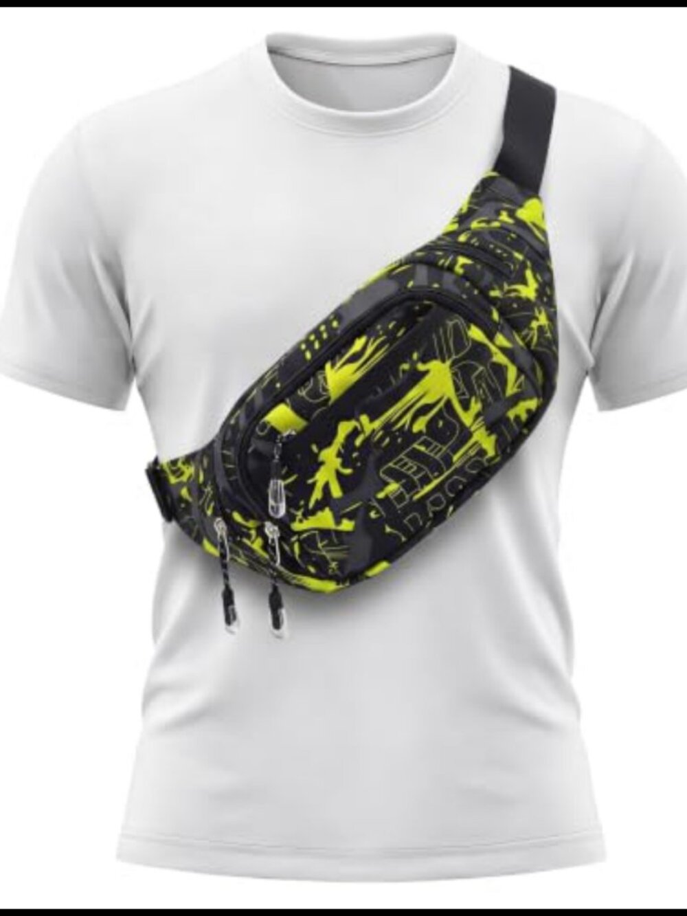 Large Fanny Pack Water Resistant Oxford Crossbody Waist Bag 5-Zipper Pocket